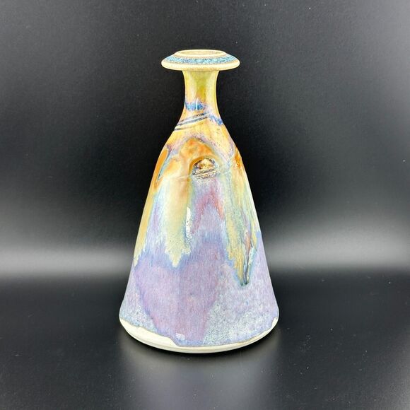 Phil Mayhew Pottery Vase Multicolor Drip Glaze Artist Signed 7" H Tennessee - Picture 3 of 8
